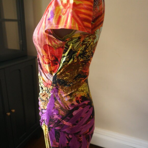 Bellisima West Vibrant Tropical Rouched Dress I Size S/M - Picture 6 of 6